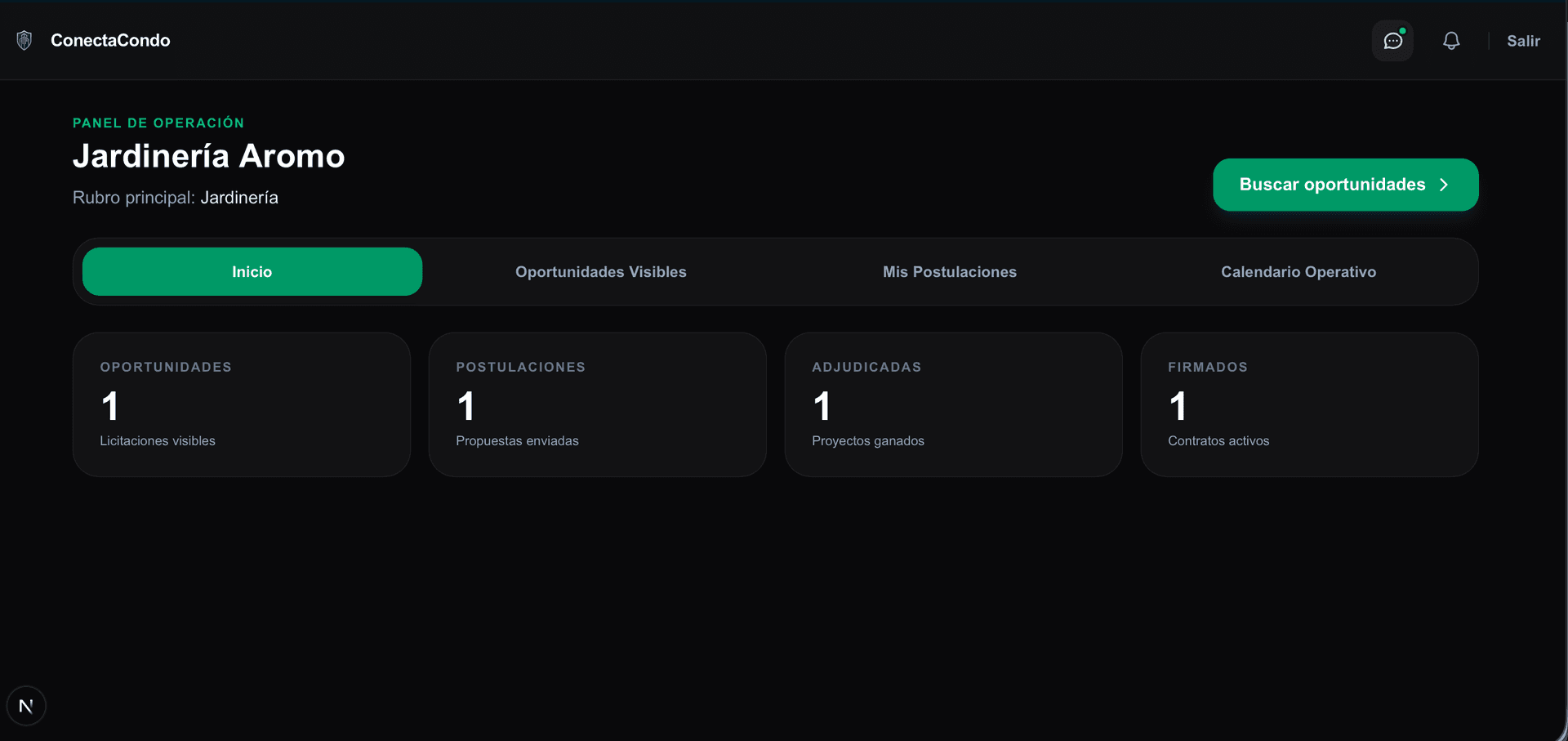 Pantalla proveedor 1